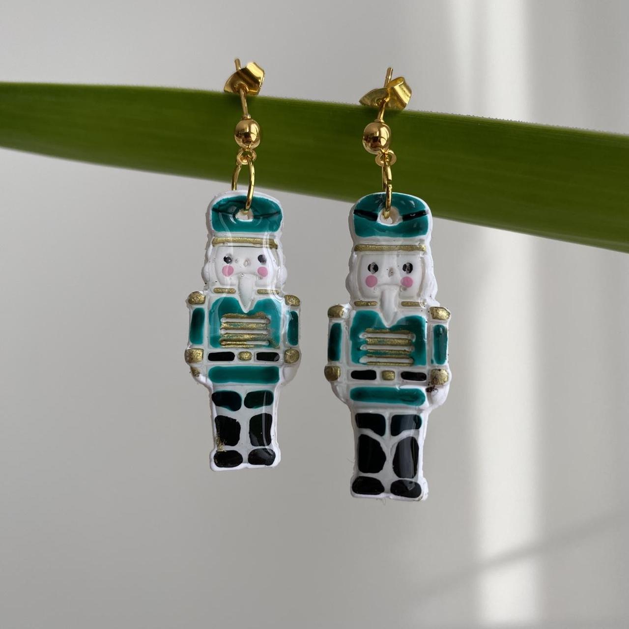 Made To Order Green Nutcracker Polymer Clay Dangle - Image 3