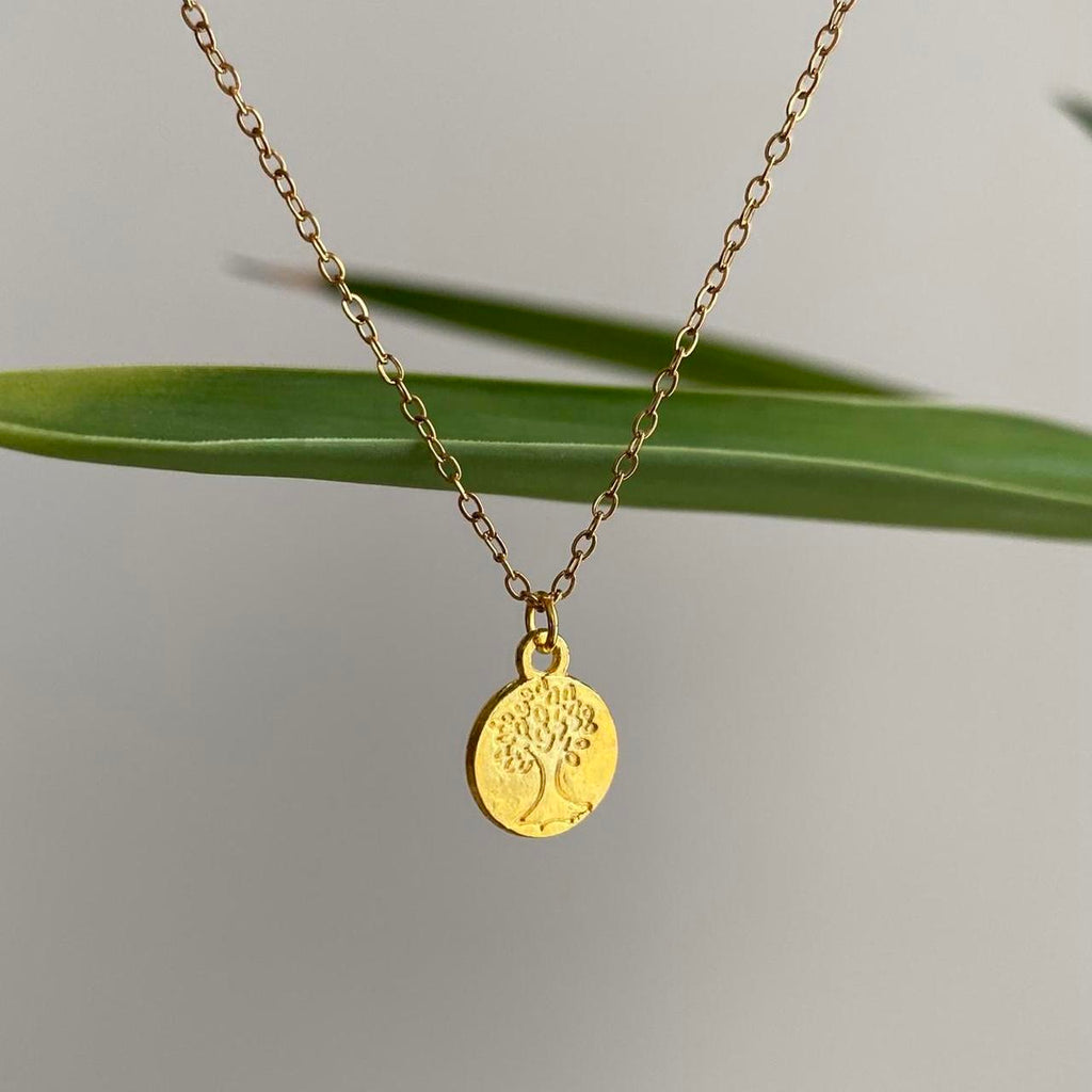 Gold Family Tree Of Life Circle Pendant Chain - Image 3