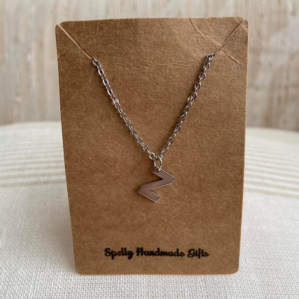 Silver Letter Z Initial Pendant Chain Necklace - Image 3