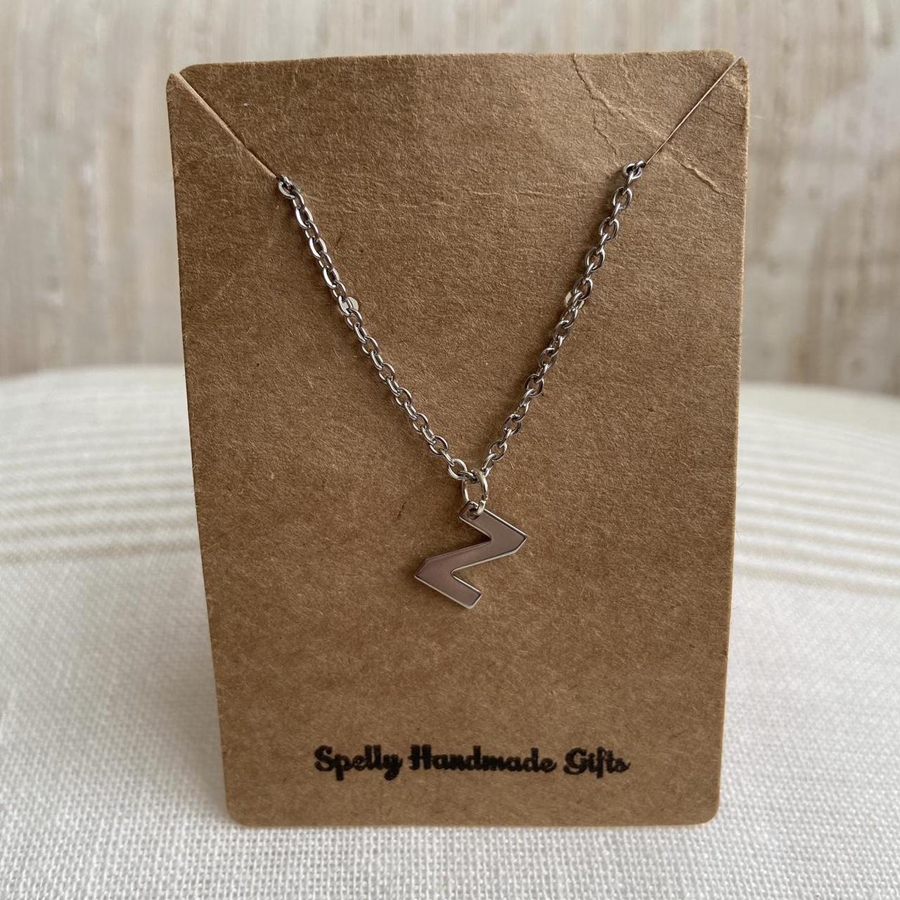 Silver Letter Z Initial Pendant Chain Necklace - Image 3