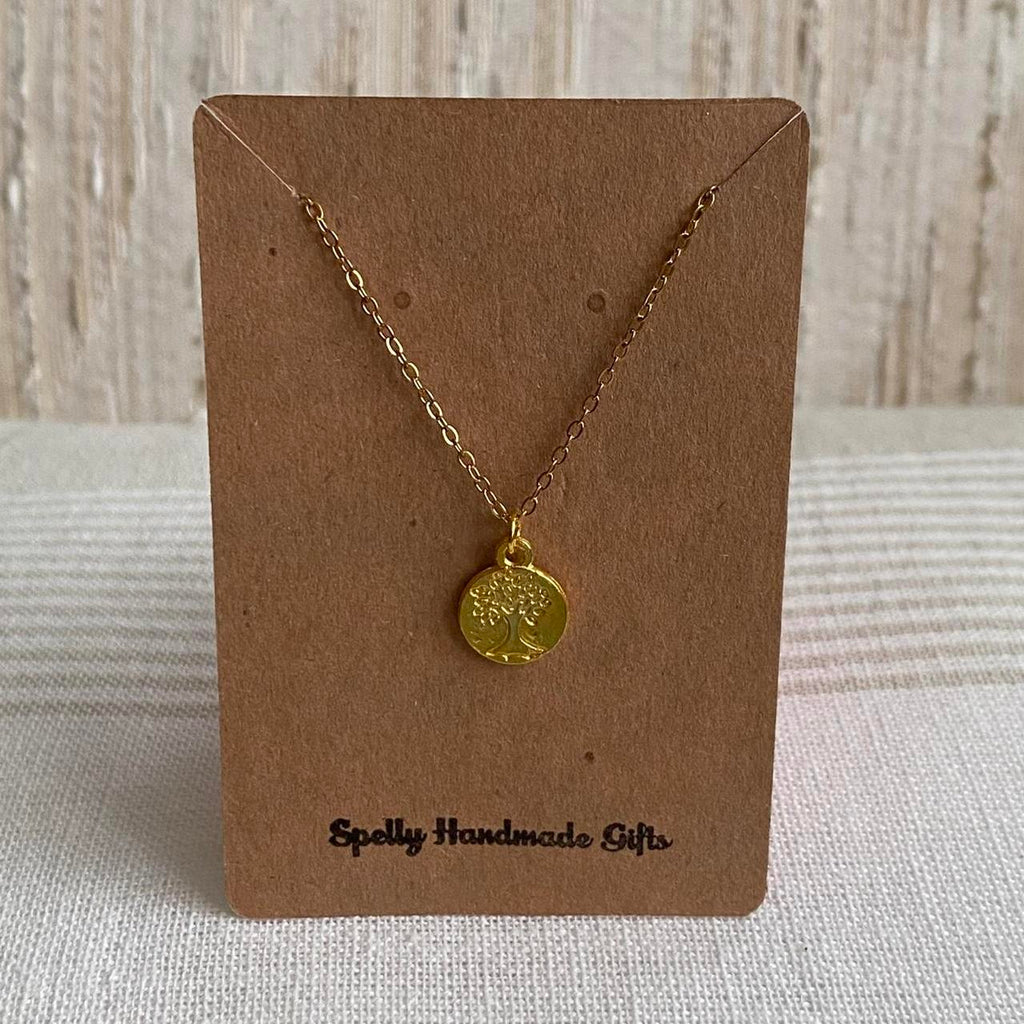 Gold Family Tree Of Life Circle Pendant Chain - Image 4