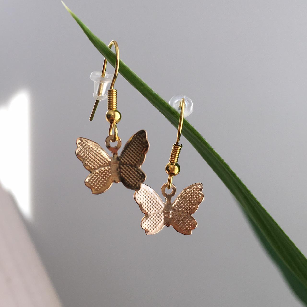 Simple Gold Butterfly Drop Dangle Earrings Also