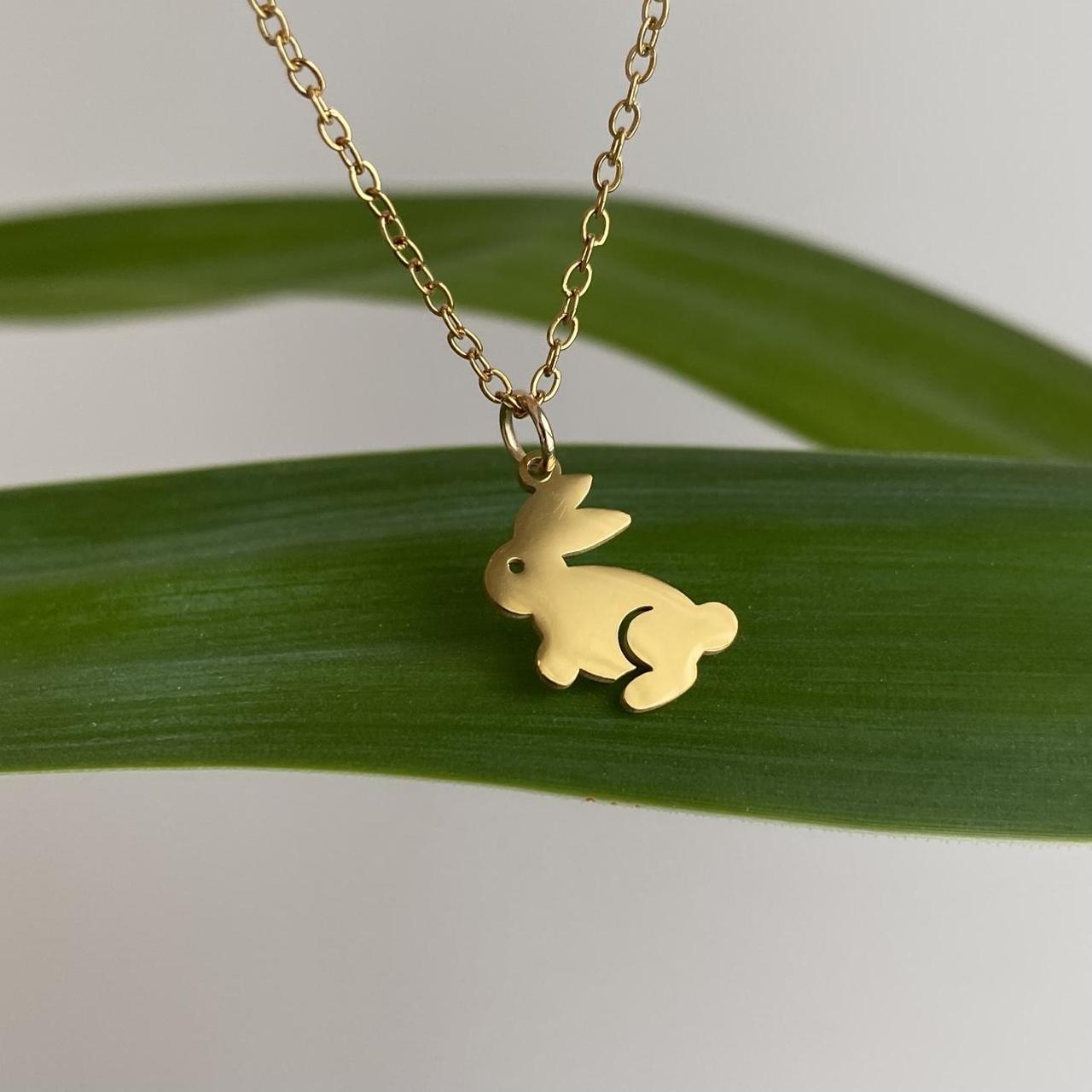 Petite Gold Bunny Rabbit Pendant Chain Necklace 18 - Image 3