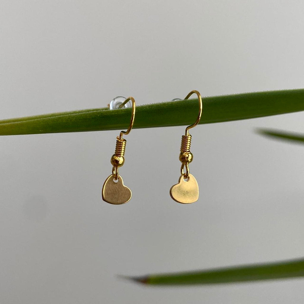 Petite Minimalist Gold Heart Dangle Earrings Also - Image 2