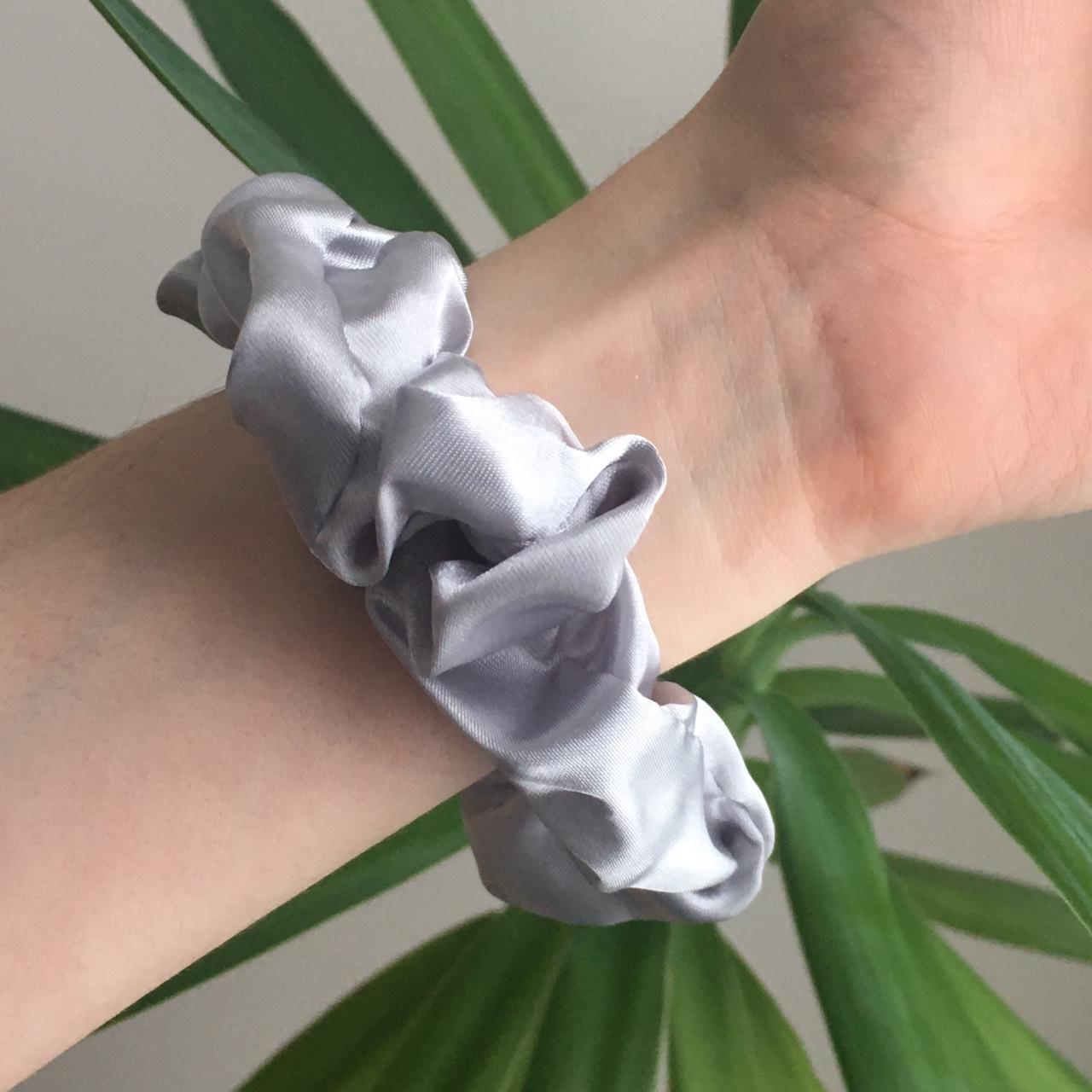 Silver Grey Satin Scrunchie Instant Buy Enabled - Image 2