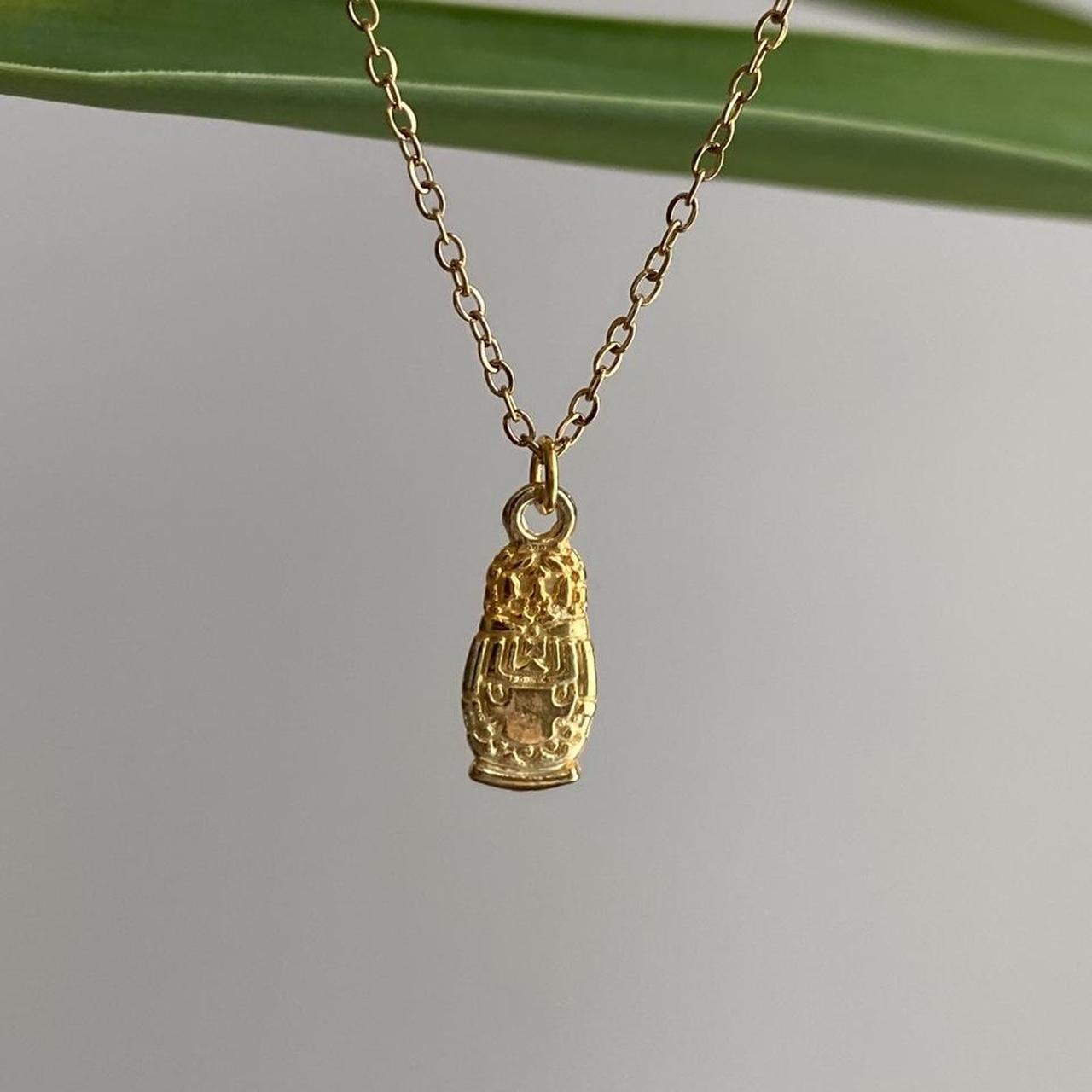 Gold Idol Pendant Chain Necklace 18 Karat Gold - Image 3