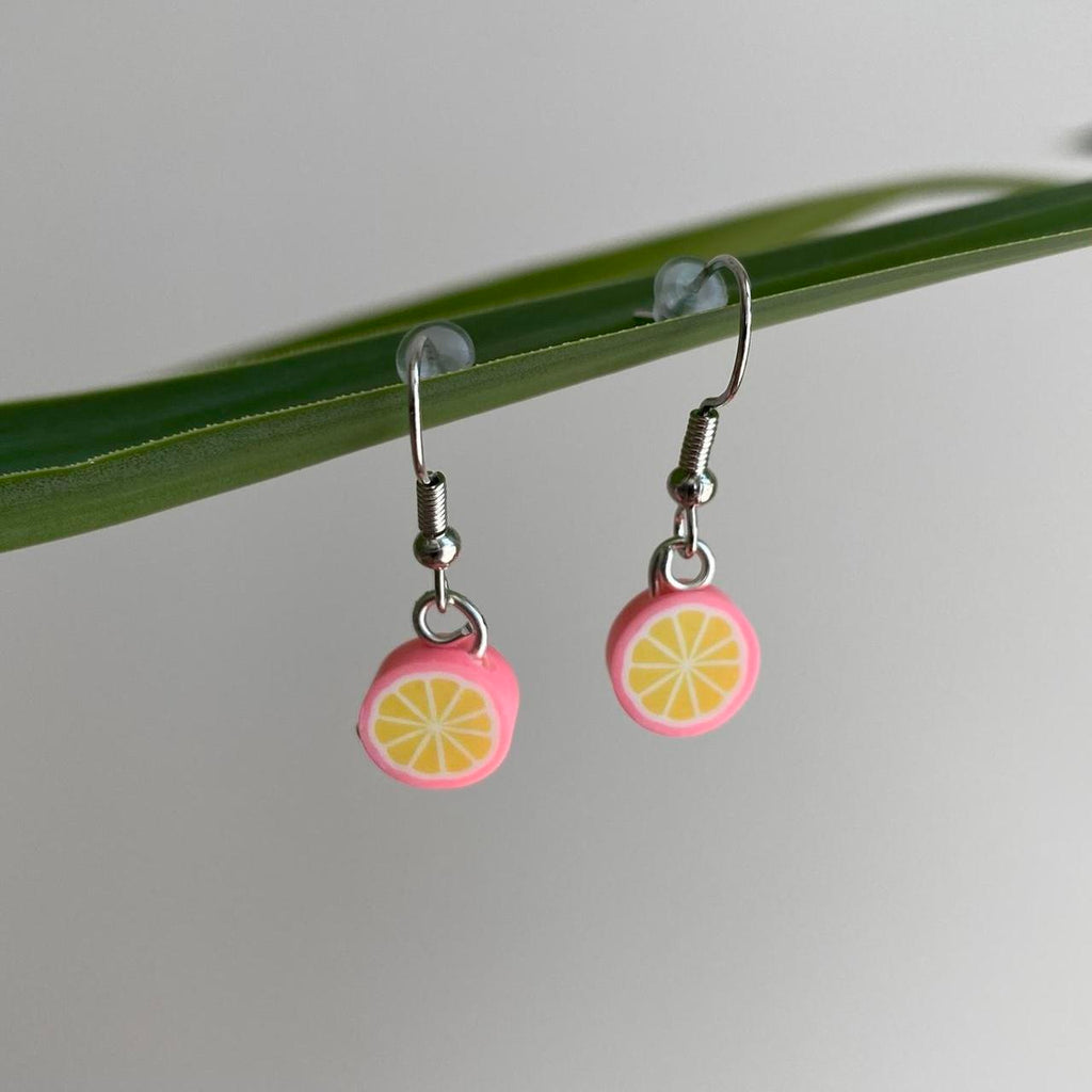 Pink Grapefruit Fruit Polymer Clay Dangle Earrings - Image 4