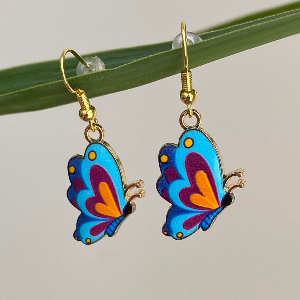 Blue Orange Purple Butterfly Enamel Dangle