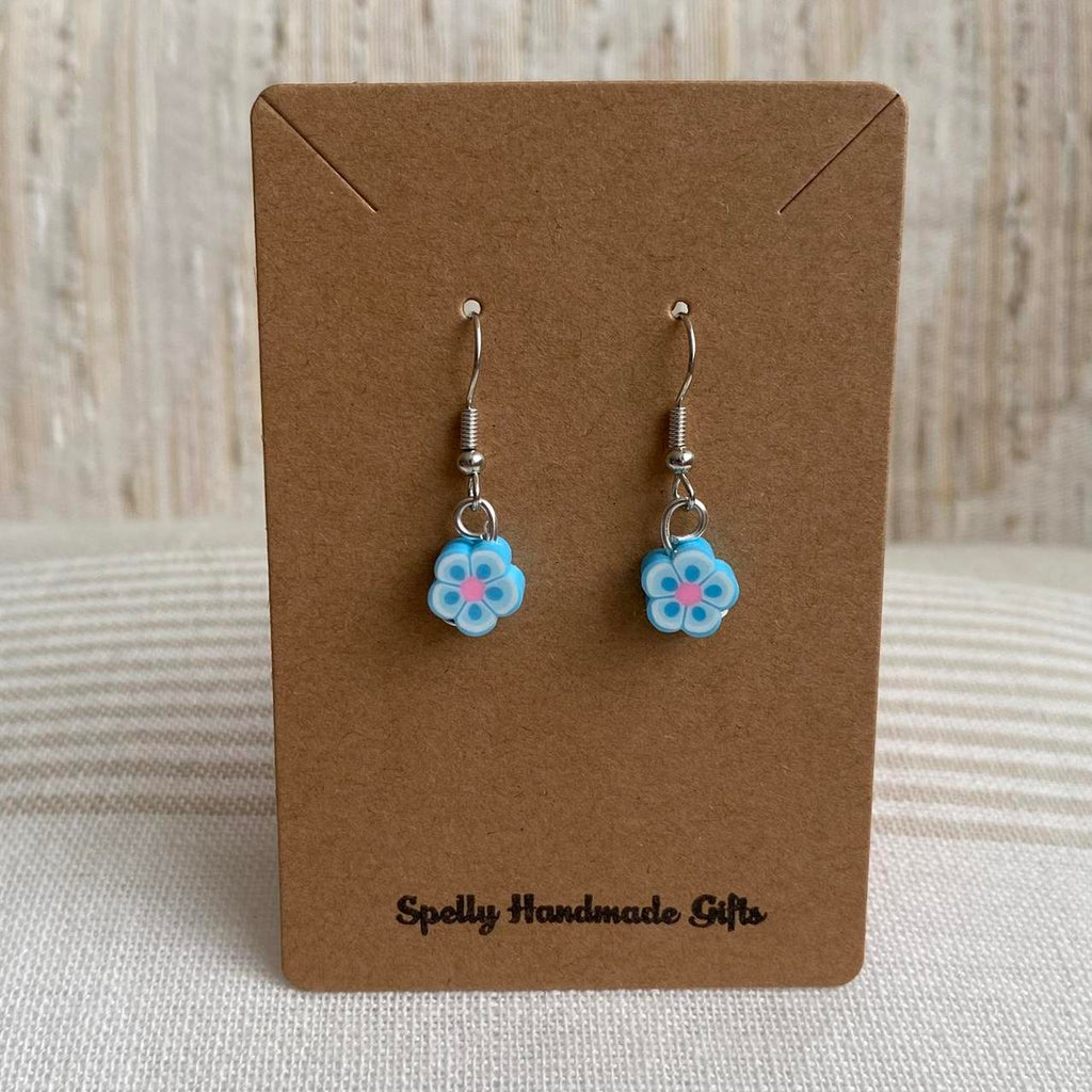 Light Blue Tropical Flower Polymer Clay Dangle - Image 3