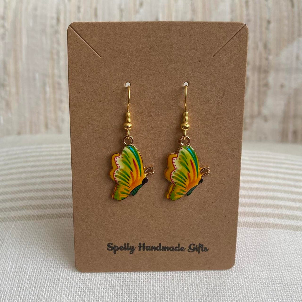 Yellow Green Orange Butterfly Enamel Dangle - Image 3