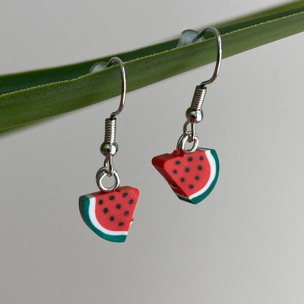 Watermelon Fruit Polymer Clay Dangle Earrings With