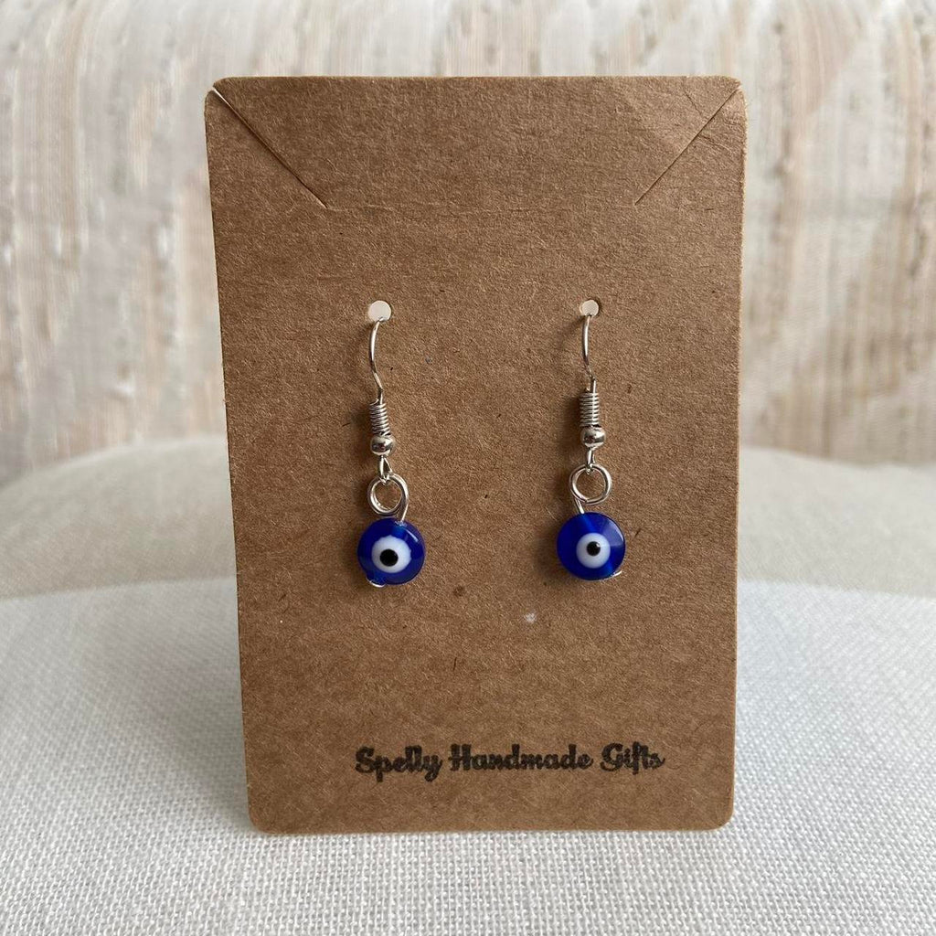 Blue Evil Eye Of Protection Dangle Earrings Silver - Image 5