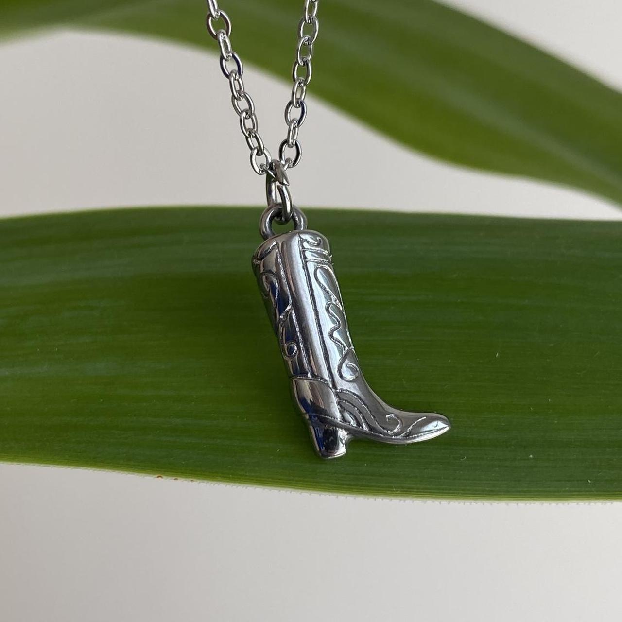 Silver Cowgirl Boot Pendant Chain Necklace Also
