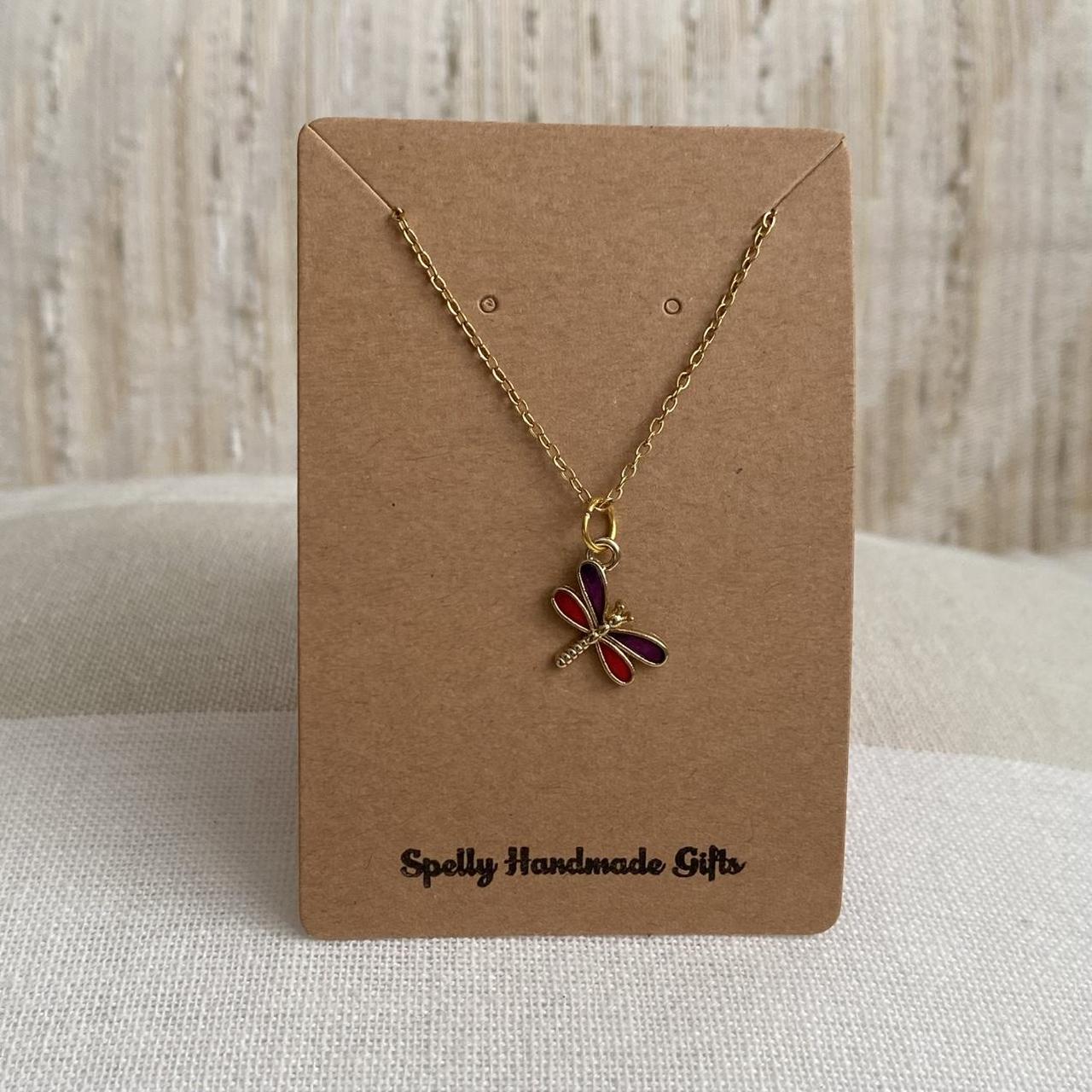 Purple And Red Enamel Dragonfly Pendant Chain - Image 4