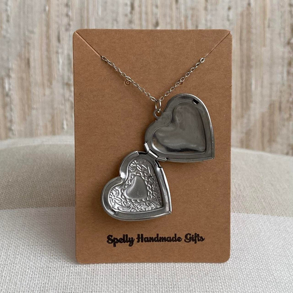 Silver Heart Locket Pendant Chain Necklace 100 - Image 4