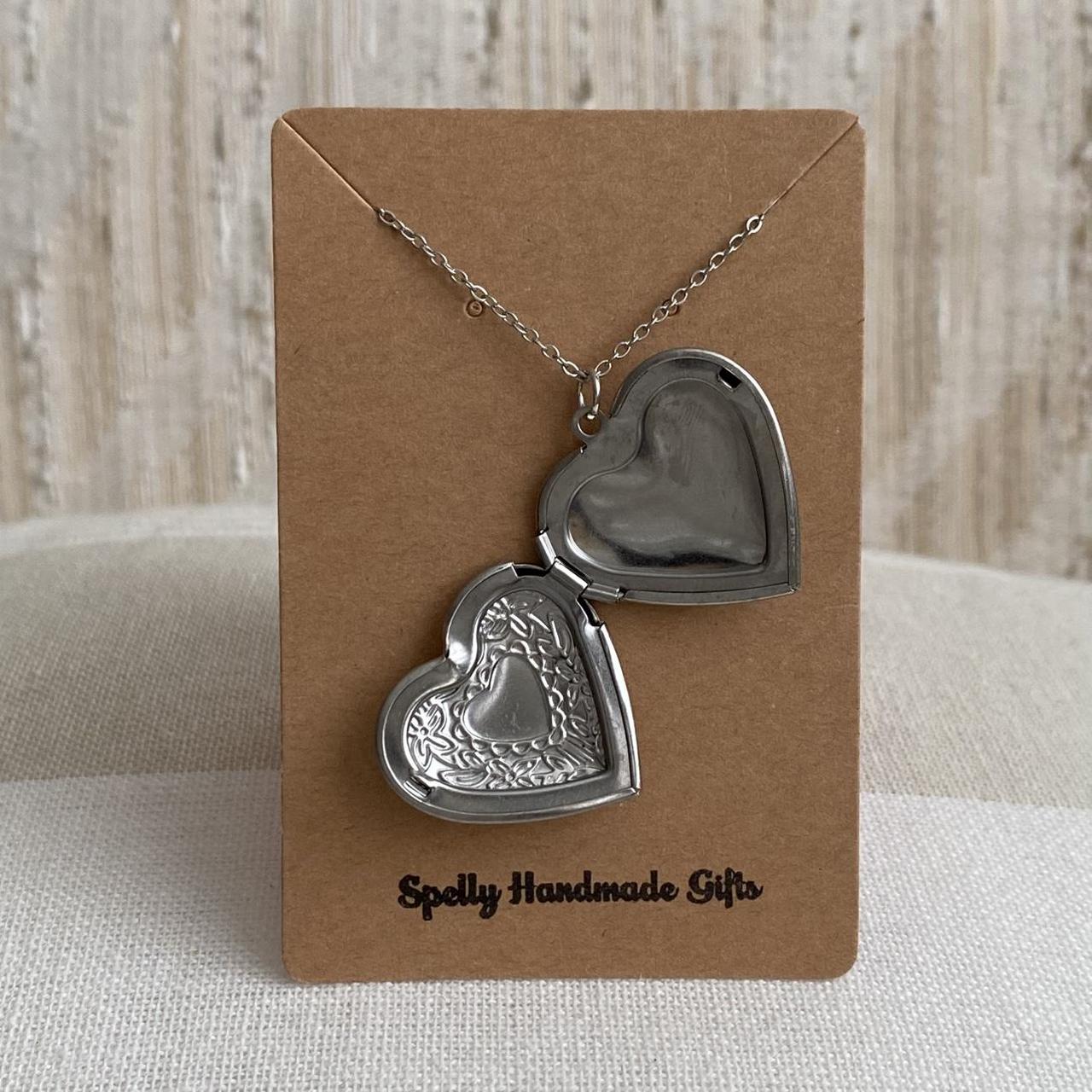 Silver Heart Locket Pendant Chain Necklace 100 - Image 4