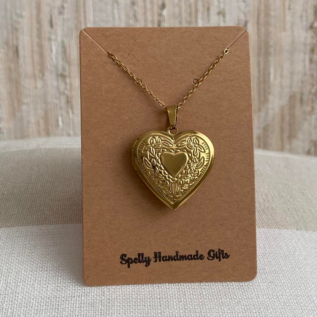 Large Size Heart Locket Pendant Chain Necklace See - Image 6