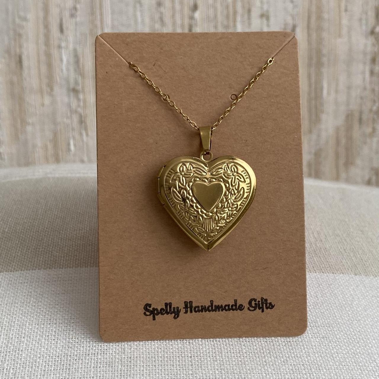 Large Size Heart Locket Pendant Chain Necklace See - Image 6