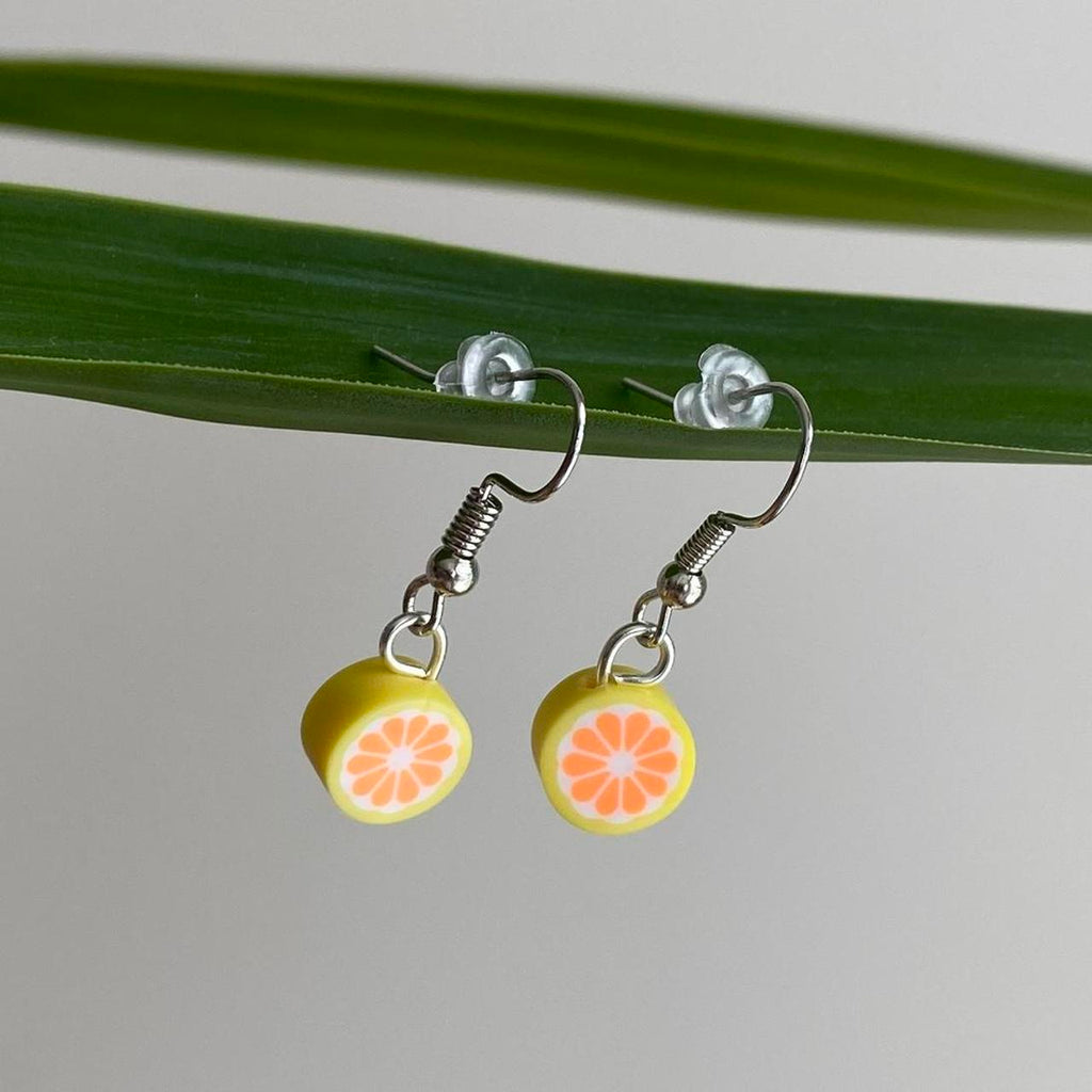 Guava Fruit Polymer Clay Dangle Earrings With Silver - Image 2
