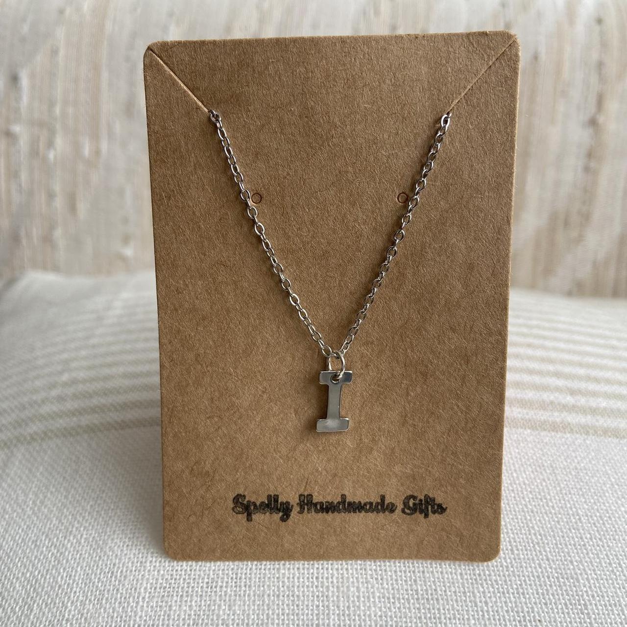 Silver Letter I Initial Pendant Chain Necklace - Image 3