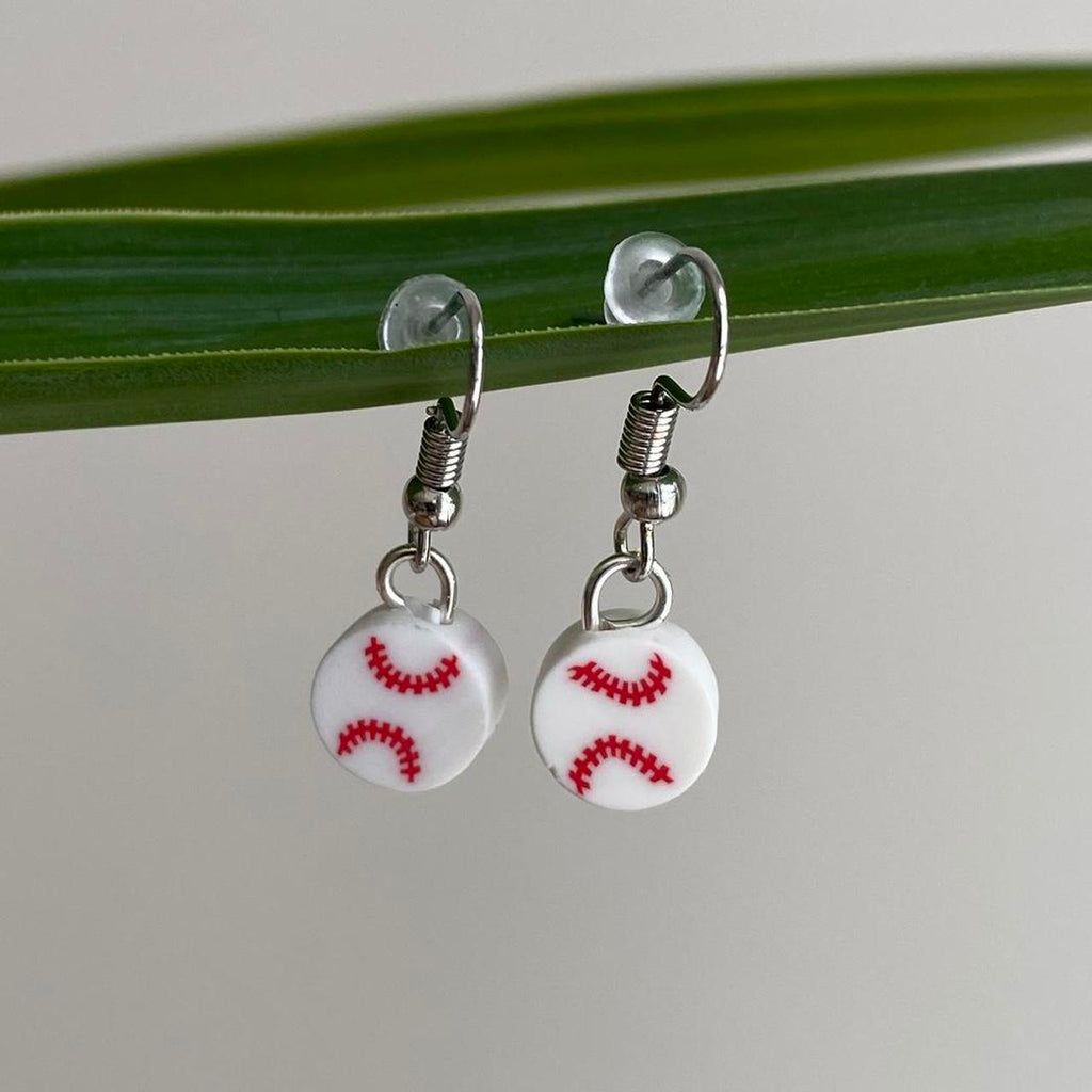 Baseball Polymer Clay Dangle Earrings With Silver - Image 4