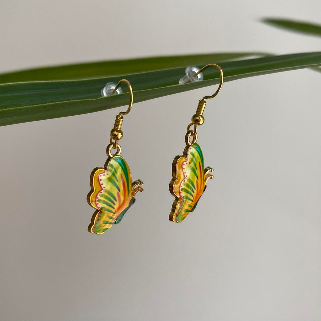 Yellow Green Orange Butterfly Enamel Dangle - Image 5