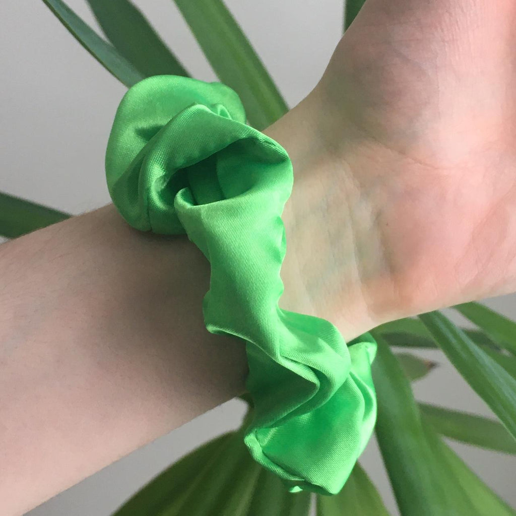 Tropical Green Satin Scrunchie Instant Buy - Image 2