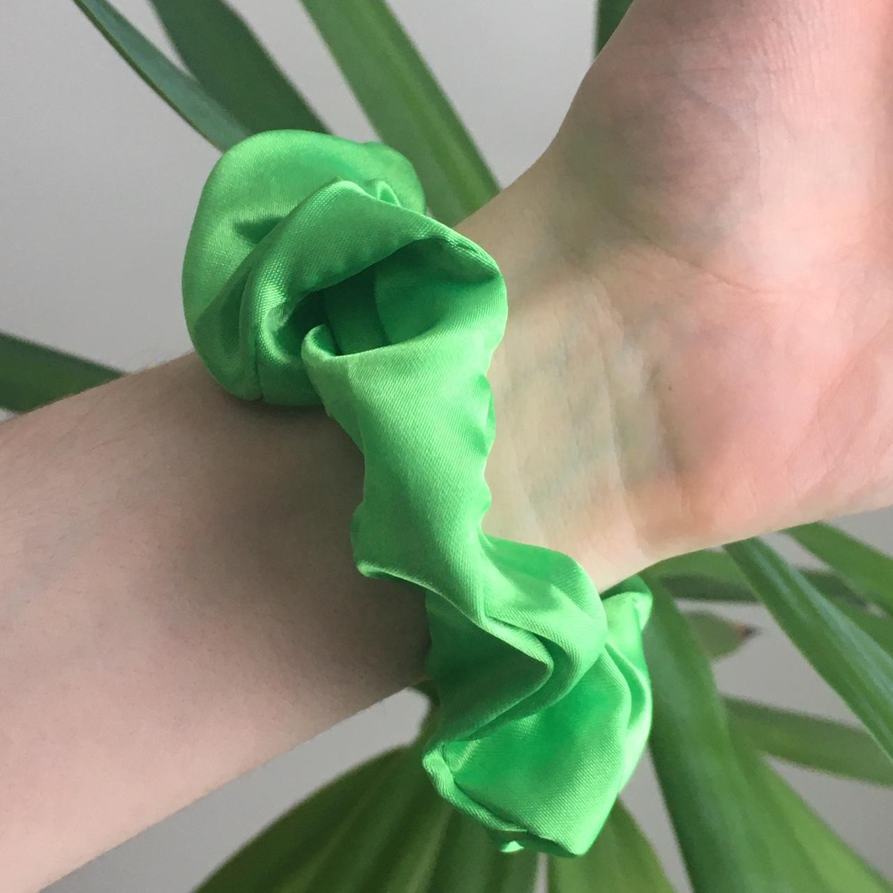 Tropical Green Satin Scrunchie Instant Buy - Image 2