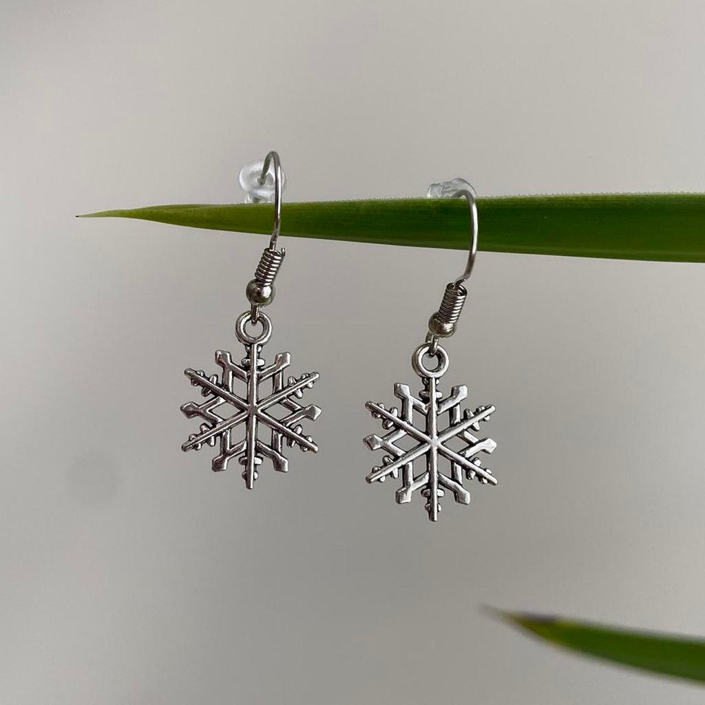 Large Silver Snowflake Dangle Earrings Also