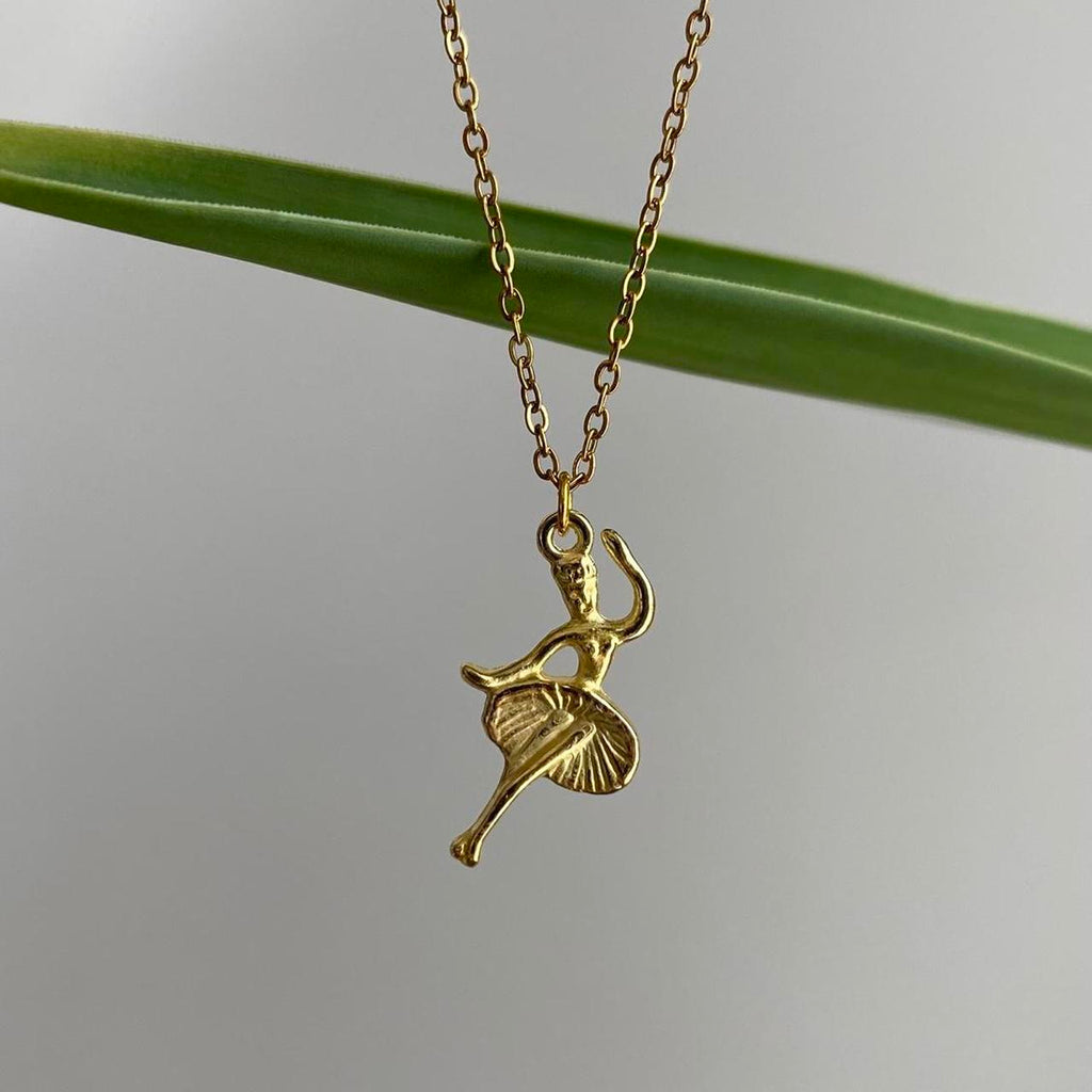 Gold Dancing Ballerina Pendant Chain Necklace 18 - Image 2