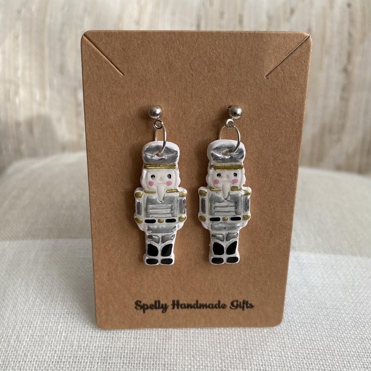 Made To Order Silver Nutcracker Polymer Clay Dangle - Image 2