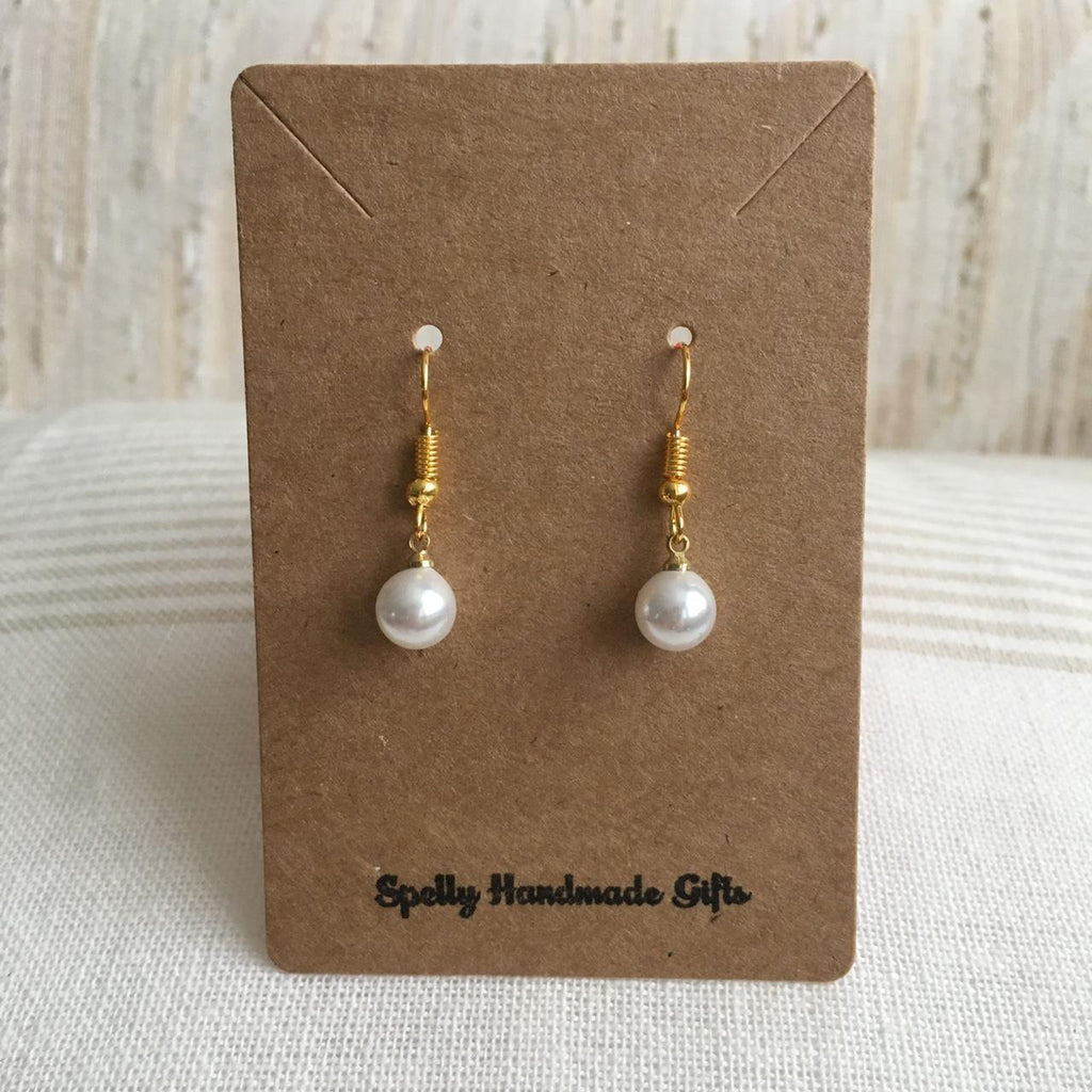 Pearl Dangle Earrings Hand Made Pendant Dangle - Image 2