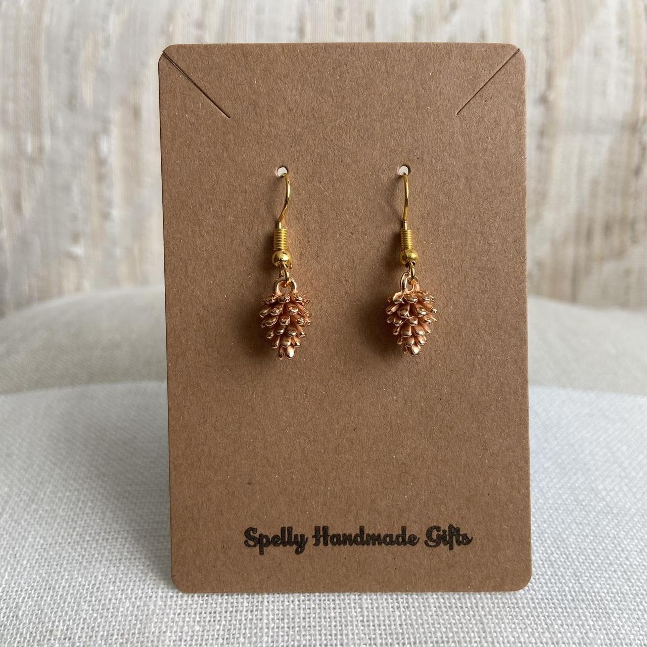 Rose Gold Pinecone Dangle Earrings Also Comes In - Image 5