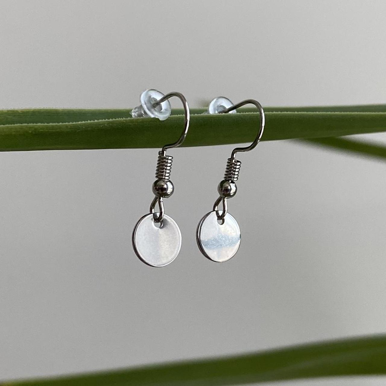 Silver Minimalist Circle Dangle Earrings 100