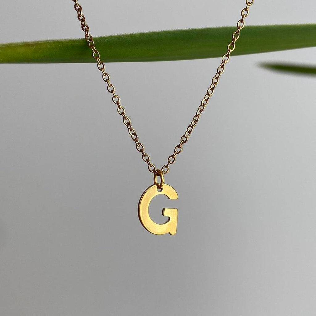 Gold Letter G Initial Pendant Chain Necklace 18