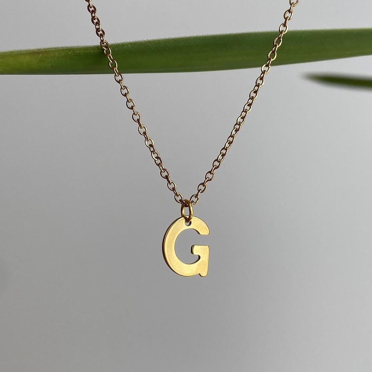 Gold Letter G Initial Pendant Chain Necklace 18