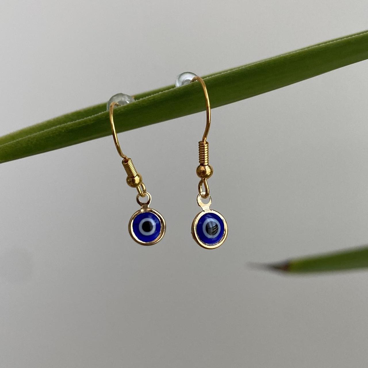Gold Evil Eye Of Protection Dangle Earrings Also - Image 4