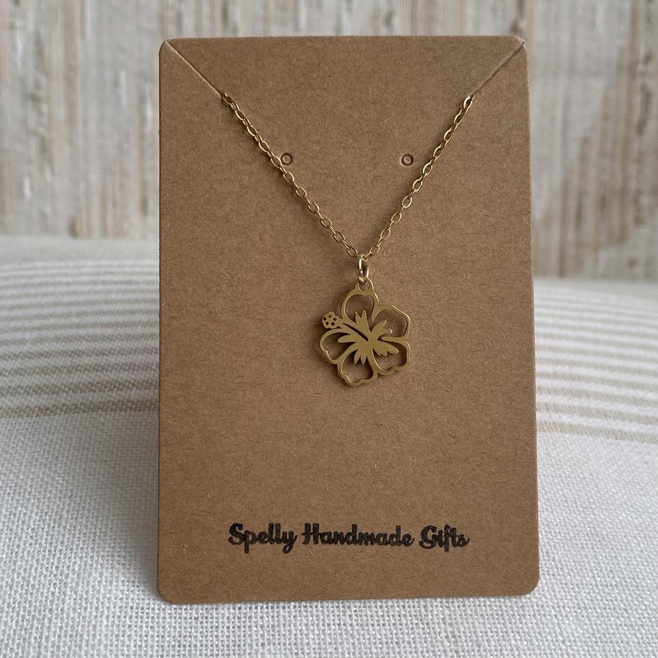 Tropical Gold Hibiscus Flower Pendant Chain - Image 4