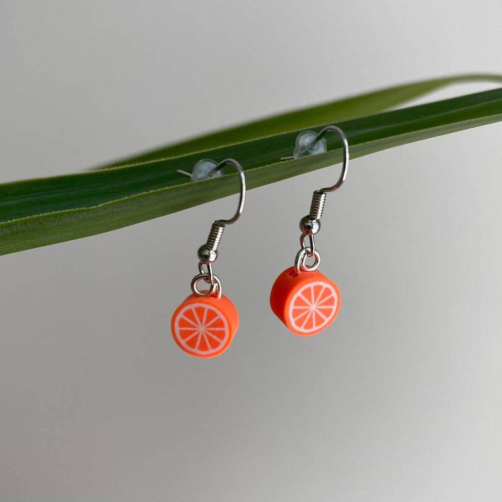 Orange Fruit Polymer Clay Dangle Earrings With - Image 4