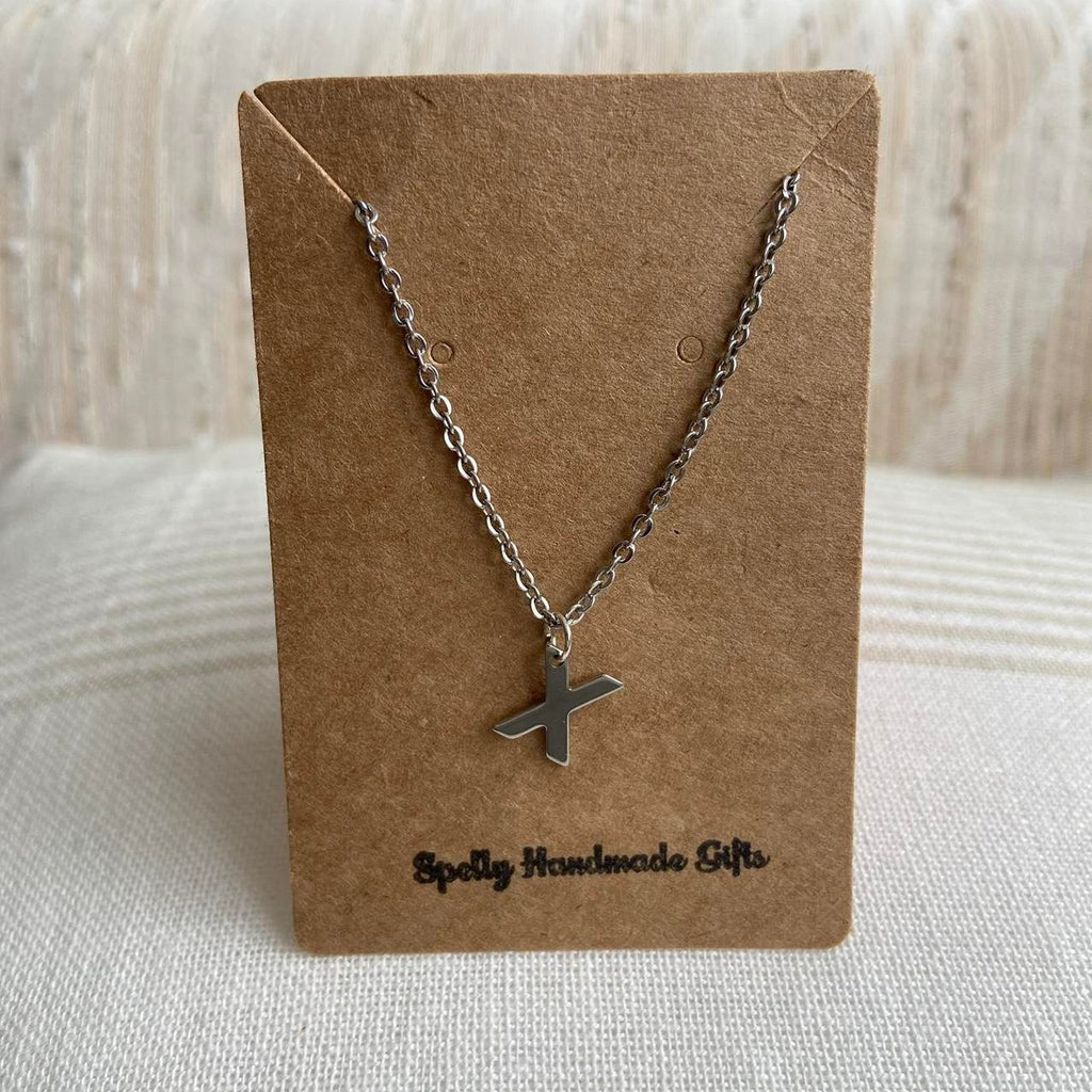 Silver Letter X Initial Pendant Chain Necklace - Image 3