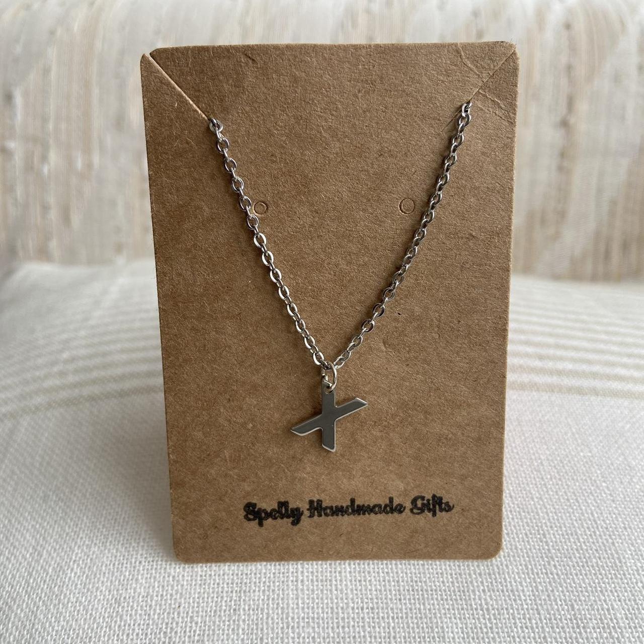 Silver Letter X Initial Pendant Chain Necklace - Image 3