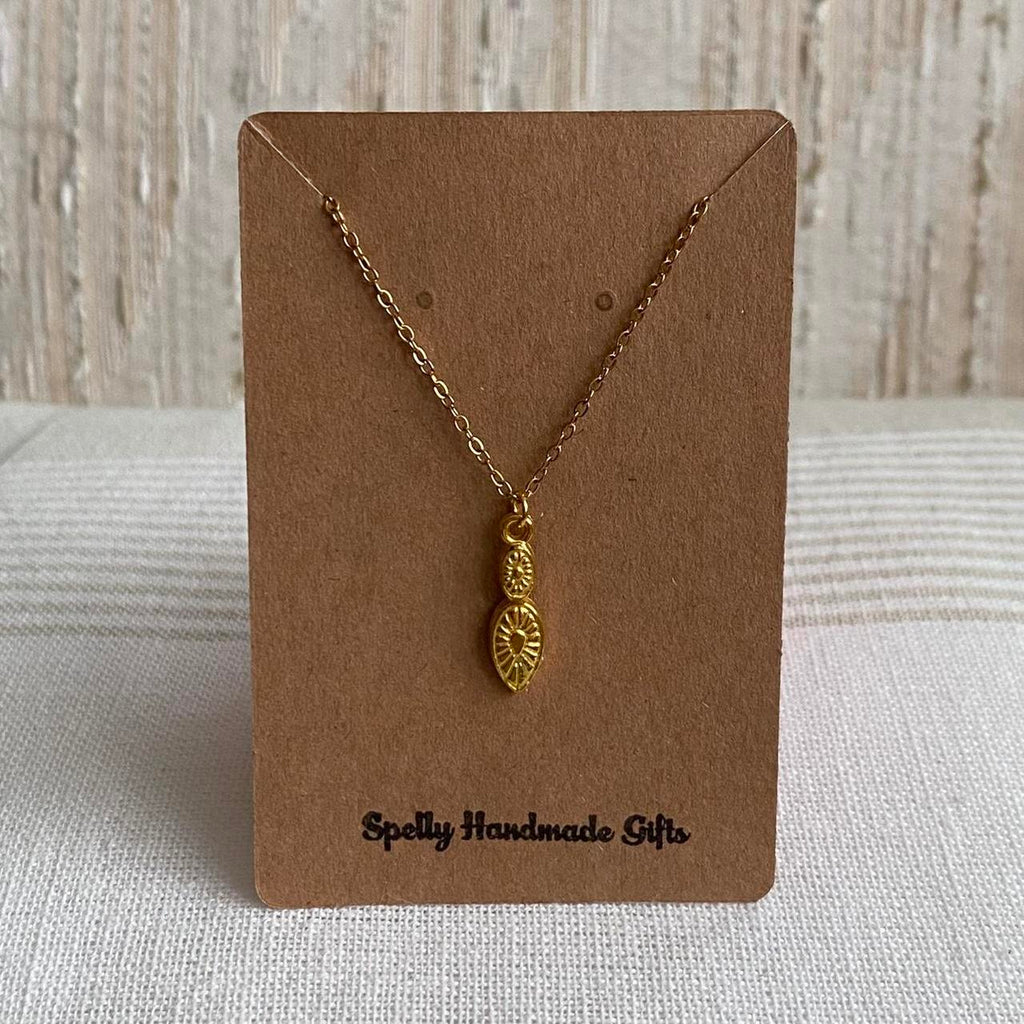 Gold Elegant Double Oval Pendant Chain Necklace - Image 5