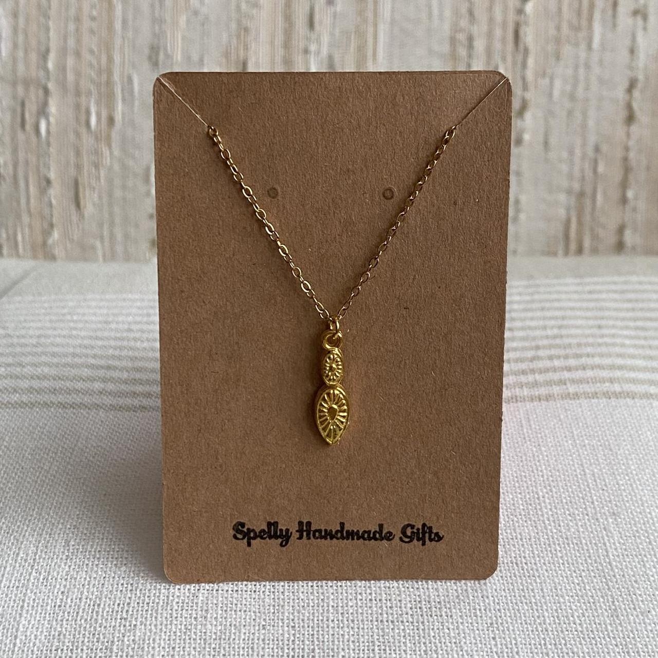 Gold Elegant Double Oval Pendant Chain Necklace - Image 5