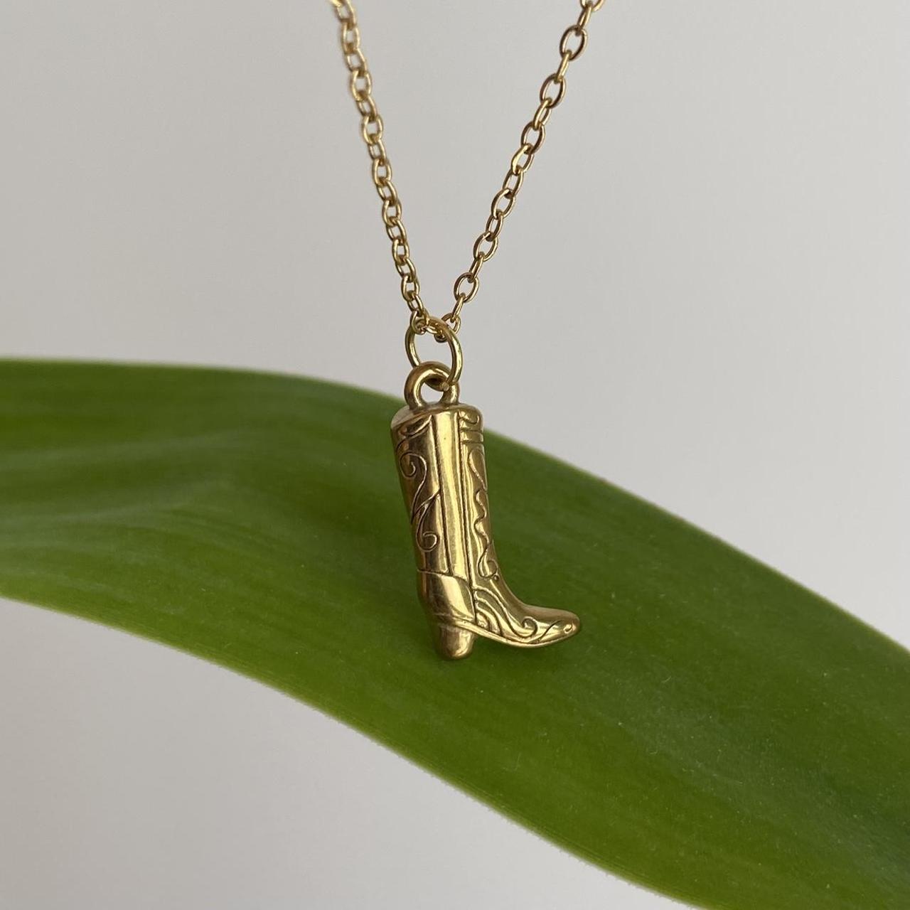 Gold Cowgirl Boot Pendant Chain Necklace Also - Image 2