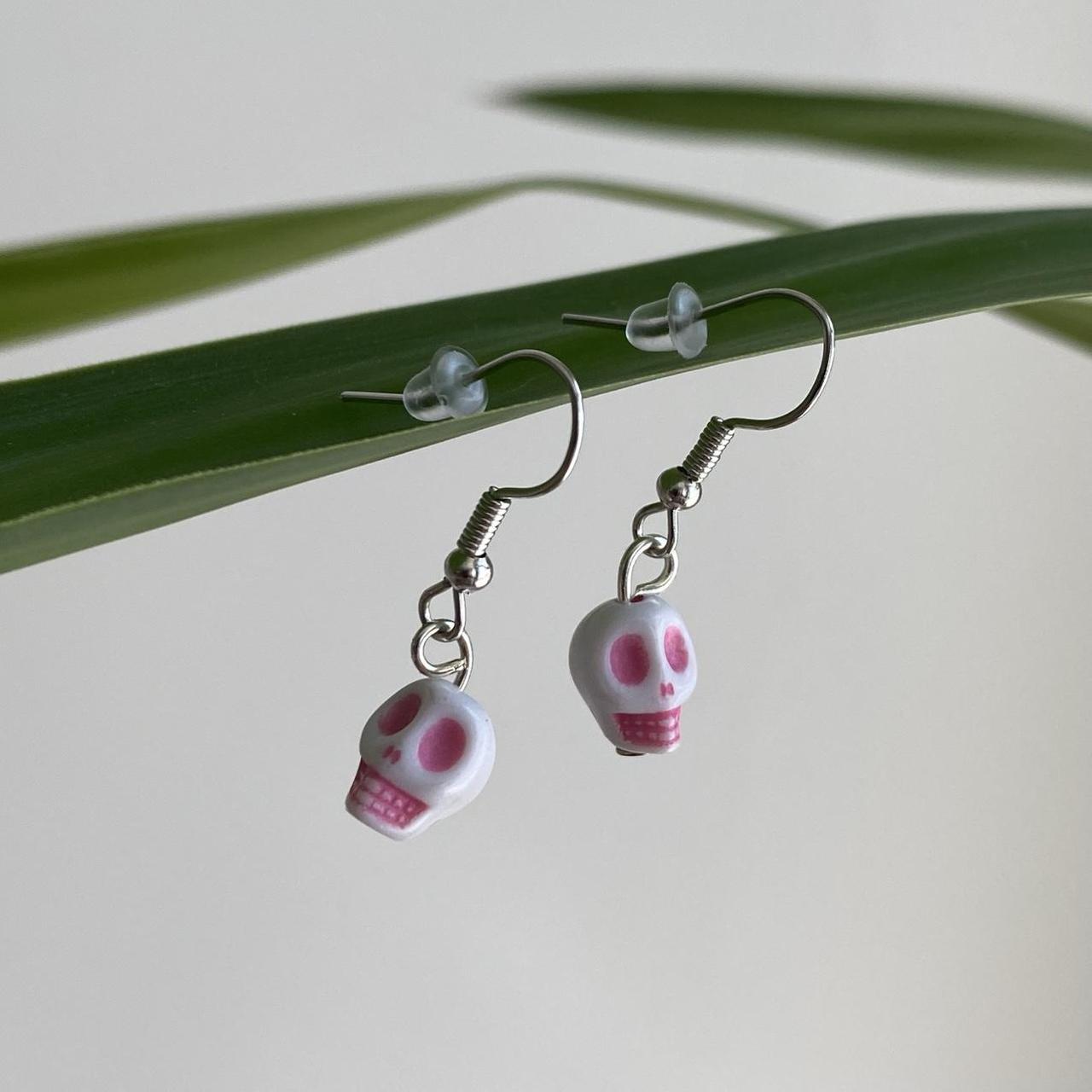 Cinco De Mayo White And Light Pink Skull Dangle - Image 5