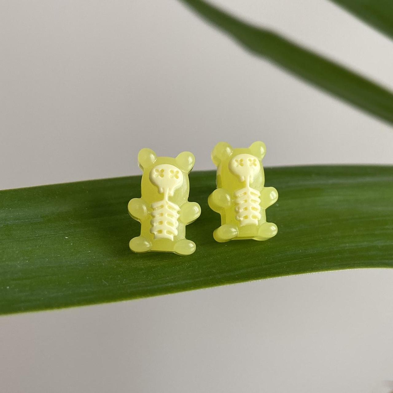 Yellow Skeleton Gummy Bear X Ray Stud Earrings - Image 3