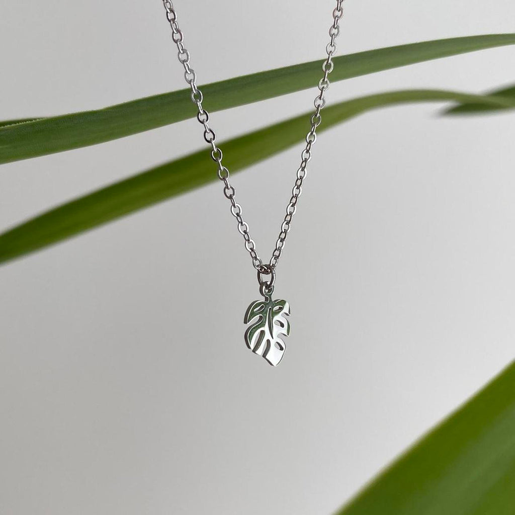 Silver Tropical Palm Tree Leaf Pendant Chain - Image 6