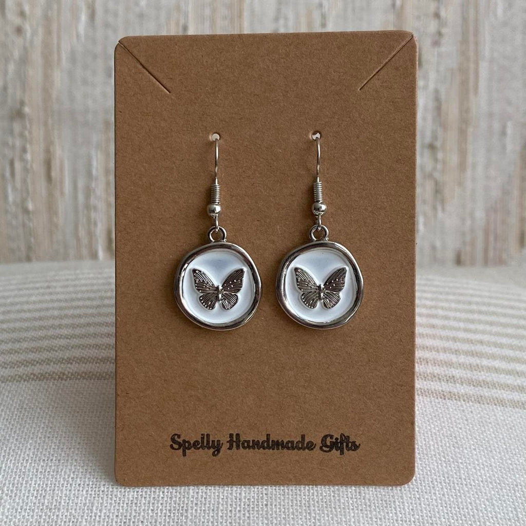 White And Silver Stamped Wax Seal Style Butterfly - Image 2