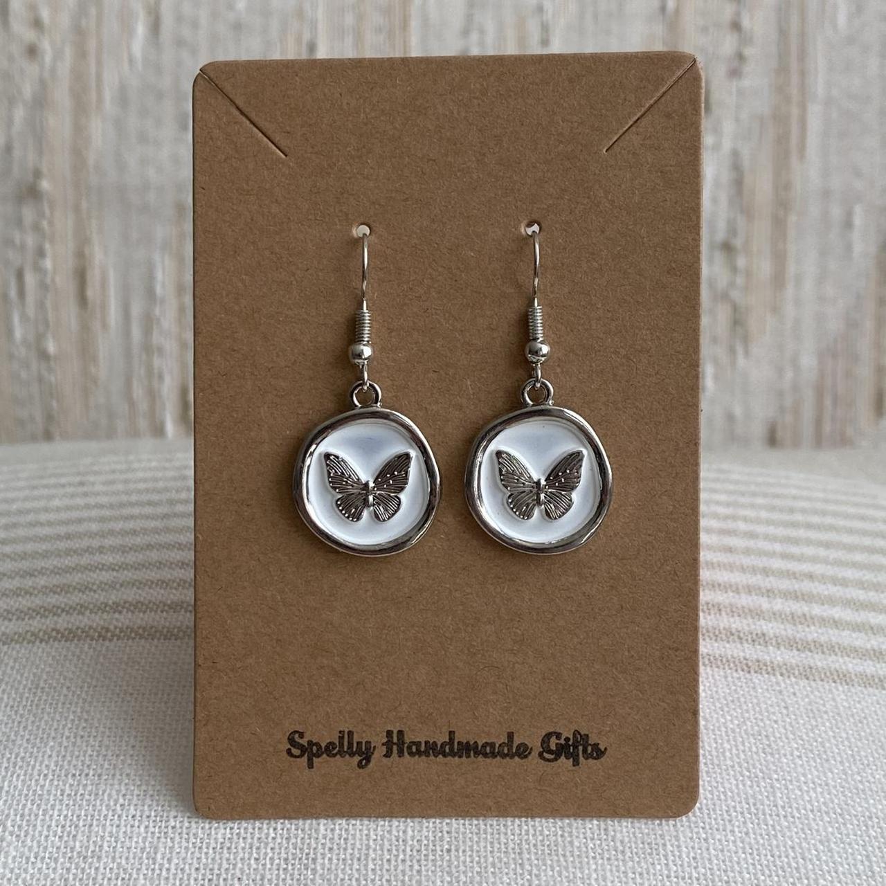 White And Silver Stamped Wax Seal Style Butterfly - Image 2