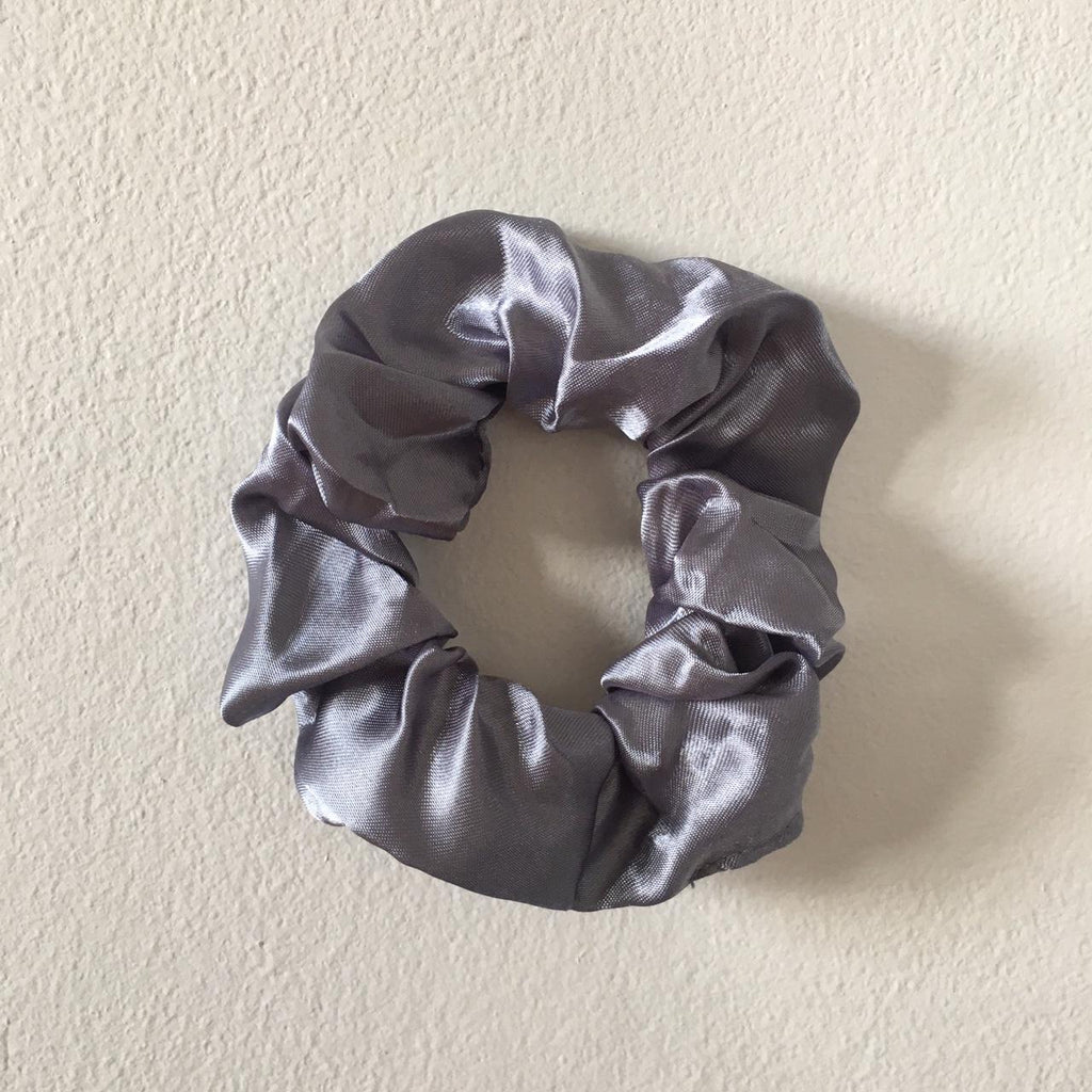 Steel Grey Silver Satin Scrunchie Instant Buy